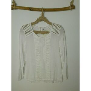 Monoreno Blouse Size Small Ivory Embroidered Peasant Boho Tunic